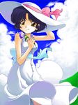  dress flower hand_on_headwear hat hat_ribbon nekomaru pink_ribbon ranma_1/2 ribbon sun_hat sundress tendou_akane white_dress white_hat 