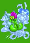  2015 areola big_breasts big_nipples blue_hair bound breasts bunny_ears_(disambiguation) duo female goblin goo_creature green_skin hair huge_breasts humanoid imminent_sex invalid_tag long_ears long_hair navel nipples not_furry nude peewee purple_hair pussy saliant simple_background slime smile tentacles thick_thighs yellow_eyes 
