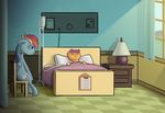  2017 bed chair cutie_mark duo equine feathered_wings feathers female feral friendship_is_magic furniture hair horse hospital inside lamp lying mammal multicolored_hair my_little_pony on_back pegasus pony purple_hair rainbow_dash_(mlp) rainbow_hair sa1ntmax sad scootaloo_(mlp) sitting window wings 
