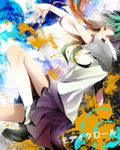  gradient_hair gumi heterochromia highres macco mosaic_roll_(vocaloid) multicolored_hair scissors solo tears vocaloid 