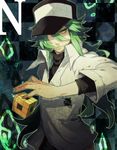  baseball_cap green_eyes green_hair hat male_focus n_(pokemon) pokemon pokemon_(game) pokemon_bw ponytail rubik's_cube solo taiki_miyu 