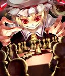  blonde_hair blood board_game chess claws evil_grin evil_smile flandre_scarlet ghostzxt grin hat ponytail red_eyes short_hair side_ponytail smile solo touhou vampire wings 