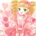  blonde_hair dress drill_hair elizabeth_ethel_cordelia_midford flower green_eyes headband kuroshitsuji maekawa_suu ribbon rose solo twin_drills twintails 