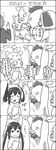  4koma ahegao animal_costume black_hair blush_stickers cat_costume check_translation chicken_costume comic dog_costume greyscale highres k-on! monochrome multiple_girls nakano_azusa pig_costume rondon_(londooon) rooster_costume tongue translated translation_request twintails 