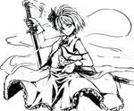  bad_id bad_pixiv_id greyscale hairband hitodama katana konpaku_youmu konpaku_youmu_(ghost) monochrome open_clothes open_shirt shirt short_hair solo sword touhou weapon wuliao555 