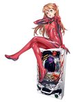  :d arm_support blue_eyes bodysuit brown_hair crossed_legs long_hair neon_genesis_evangelion nishieda open_mouth pachinko plugsuit shikinami_asuka_langley simple_background sitting skin_tight smile solo souryuu_asuka_langley 