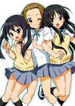  akiyama_mio black_eyes black_hair brown_eyes brown_hair hug k-on! long_hair multiple_girls nakano_azusa nal_(studio_ng) school_uniform short_hair tainaka_ritsu twintails 