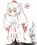  :3 animal_ears bad_id bad_pixiv_id bare_shoulders detached_sleeves drooling hands_in_opposite_sleeves hat heart inubashiri_momiji kanyappe red_eyes short_hair silver_hair solo tail tail_wagging tokin_hat touhou wolf_ears wolf_tail 