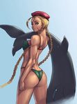  ass back bare_shoulders beret bikini blonde_hair blue_eyes braid breasts cammy_white covered_nipples dolphin hat image_sample long_hair looking_back md5_mismatch medium_breasts pixiv_sample scar sethxzoe shark solo street_fighter swimsuit trefoil twin_braids very_long_hair 