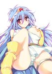  anapom bad_id bad_pixiv_id belt blue_hair blush boots breast_slip breasts cameltoe cape censored circlet covered_nipples dragon_quest dragon_quest_iii elbow_gloves gloves huge_breasts nipples one_breast_out panties red_eyes sage_(dq3) smile solo star striped striped_panties underwear 
