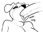  anthro big_breasts big_penis blush breasts canine deep_throat disembodied_penis duo fellatio female greyscale humanoid_penis komponi male male/female mammal monochrome oral penis sex tongue tongue_out 