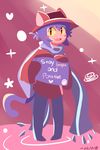  abstract_background absurd_res ambiguous_gender blush cat clothing feline happy hi_res humanoid mammal motivational_poster niko_(oneshot) oneshot scarf unknown_artist 