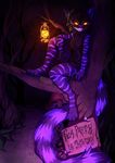  2015 4_toes alice_in_wonderland anthro barefoot breasts cat cheshire_cat clothed clothing detailed_background digitigrade feline female lantern mammal neotheta night outside smile teeth toes 