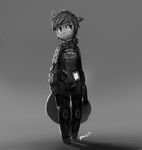  2017 anthro armor bandage body_armor canine clothed clothing eri_washington_(panzery25) female fox gradient_background grey_background greyscale gun handgun holding_object holding_weapon mammal monochrome panzery25 pistol police_uniform ranged_weapon signature simple_background solo standing text uniform weapon 