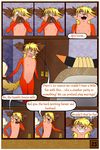  2017 anthro areola blush breasts brown_fur canine clothed clothing comic cub dialogue digital_media_(artwork) dog duo english_text erect_nipples erection farm female flat_chested fox foxcoon fur german_shepherd hair hi_res hybrid jaxneesen male male/female mammal nipples nude open_mouth pussy raccoon ranch smile speech_bubble syndey text webcomic young 