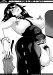  anus areolae bare_shoulders between_breasts black_nails blush boku_no_hero_academia bottomless breasts clitoris clothes_between_breasts corset covered_navel cuffs dominatrix domino_mask greyscale half-closed_eyes handcuffs highres karasu_h large_breasts licking_lips long_hair looking_at_viewer mask midnight_(boku_no_hero_academia) mole mole_under_eye monochrome nail_polish naughty_face nipple_piercing nipples piercing pubic_hair pussy simple_background solo spread_legs text_focus thighhighs tongue tongue_out uncensored whip white_background 
