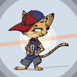  abstract_background animated anthro baseball_cap blinking clothed clothing collar cub ear_twitch feline female green_eyes hat jaguar mammal pepper_(ruffu) ruffu smile solo young 