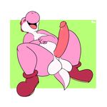  anthro balls big_balls big_penis blush clothing erection footwear hi_res huge_penis humanoid_penis komponi male mario_bros nintendo open_mouth penis shoes smile solo video_games yoshi 