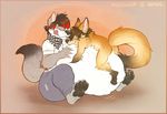  anthro belly big_belly butt canine cappuccino clothed clothing cuddling digestion duo eyes_closed fenc fox fur ian_naxieas male male/male mammal nude overweight post_vore stomach tongue vore wolf 