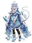  ahoge animal animal_ears black_legwear blue_eyes blush boots breasts eyebrows_visible_through_hair fang_xue_jun hairband large_breasts long_sleeves looking_at_viewer mouse mouse_ears mouse_tail original pantyhose short_hair silver_hair smile snow_boots solo tail 