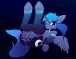  2016 blue_background blue_eyes blue_hair blush butt clothing collar cutie_mark dock equine feathered_wings feathers female feral friendship_is_magic gradient_background hair hooves horn legs_up legwear looking_at_viewer lying mammal my_little_pony on_back pony-butt-express ponytail princess_luna_(mlp) pussy simple_background solo thigh_highs underhoof white_background winged_unicorn wings 