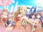  4girls bang_dream! blonde_hair blush happy long_hair multiple_girls seifuku tsurimaki_kokoro yellow_eyes 