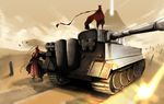  day desert ground_vehicle jinguu_(4839ms) military military_vehicle motor_vehicle sky tank tiger_i 