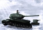  caterpillar_tracks day girls_und_panzer ground_vehicle jinguu_(4839ms) katyusha kv-2 military military_vehicle motor_vehicle sky snow t-34-85 tank 