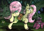  2017 bag cutie_mark equine female feral flower fluttershy_(mlp) forest friendship_is_magic hair horse mammal mud my_little_pony outside pink_hair plant pony rainihorn scared solo tree 