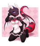  2017 5_fingers anthro arm_warmers armwear blue_eyes clothed clothing clothing_lift crossdressing dark_phyore dragon eyebrows eyelashes girly horn invalid_tag legwear looking_at_viewer maid_uniform male membranous_wings one_eye_closed panties phyore re-sublimity-kun scalie simple_background skirt skirt_lift smile solo stockings thigh_highs tongue tongue_out underwear uniform v_sign wings 