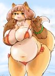  artist_request bikini brown_hair fox furry green_eyes setouchi_kurage swimsuit 