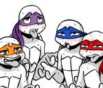  2017 anthro bandanna blue_eyes blush donatello_(tmnt) edit freckles green_eyes group inkyfrog leonardo_(tmnt) male mask michelangelo_(tmnt) open_mouth partially_colored raphael_(tmnt) red_eyes reptile scalie shell simple_background sweat teenage_mutant_ninja_turtles tongue tongue_out tooth_gap turtle white_background 