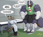  anthro blueblaster bulge canine doctor dog huge_bulge huge_muscles hyper hyper_muscles male mammal muscular penis_outline raccoon 