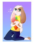  2017 3_toes 4_fingers anthro carrot clothed clothing digital_media_(artwork) food fur green_eyes lagomorph long_ears male mammal pouting rabbit rabbit_morty rick_and_morty simple_background strawberrybunny toes vegetable 