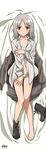  ass_visible_through_thighs blush boots bra brave_witches clothes_removed dakimakura edytha_rossmann embarrassed grey_hair highres jacket official_art panties red_eyes shoes short_hair single_shoe sports_bra underwear white_bra white_panties world_witches_series 