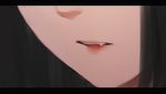  1girl black_hair close-up fang head_out_of_frame letterboxed mouth nose original parted_lips shimmer solo 