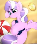  2017 absurd_res ball beach_ball clothing cutie_mark diamond_tiara_(mlp) dock earth_pony equine female friendship_is_magic hair hi_res hooves horse lying mammal multicolored_hair my_little_pony n0nnny pony solo swimsuit two_tone_hair 