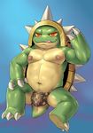  2017 anthro barely_visible_genitalia flaccid hi_res humanoid_penis league_of_legends looking_at_viewer male nipples penis rammus reptile riot_games scalie simple_background slugsdog tongue video_games 