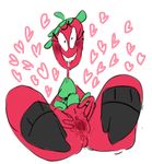  &lt;3 anthro blush bottomless clothed clothing drooling drupe female flora_fauna food fruit looking_at_viewer ok_k.o.!_let&#039;s_be_heroes plant presenting pussy pussy_juice saliva simple_background smile spread_legs spread_pussy spreading strawberry white_background witchityman 