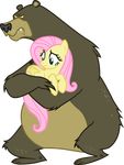  angry bear cutie_mark davidsfire_(artist) equine feathered_wings feathers female feral fluttershy_(mlp) friendship_is_magic hair harry_the_bear_(mlp) long_hair mammal my_little_pony pegasus pink_hair wings yellow_feathers 