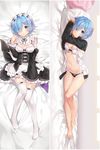  apron arms_up bare_legs barefoot bed_sheet black_panties black_ribbon blue_eyes blue_hair blush borrowed_garments bow bow_bra bow_dress bow_legwear bow_panties bra breasts cleavage collar dakimakura detached_collar detached_sleeves dress eyebrows_visible_through_hair frilled_collar frilled_dress frilled_panties frilled_sleeves frills from_above full_body hair_ornament hair_over_one_eye hair_ribbon hand_on_own_thigh hand_up head_on_pillow head_rest highres hitsukuya jacket knees_together_feet_apart long_sleeves looking_at_viewer lying maid maid_apron maid_headdress medium_breasts multiple_views navel neck_ribbon no_shoes on_back on_side open_track_jacket panties parted_lips pillow purple_ribbon re:zero_kara_hajimeru_isekai_seikatsu rem_(re:zero) ribbon short_hair sleeves_past_wrists smile stomach thighhighs toes track_jacket underwear white_bow white_bra white_legwear wide_sleeves x_hair_ornament zettai_ryouiki 