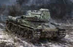  ground_vehicle is-2 kurokawa_takeshi military military_vehicle motor_vehicle no_humans original realistic snow tank tank_focus 