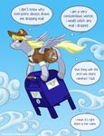  2017 amber_eyes blonde_hair clothed clothing cloud derpy_hooves_(mlp) english_text equine feathered_wings feathers female feral flying friendship_is_magic grey_feathers hair mammal my_little_pony outside pegasus sky solo spread_wings texasuberalles text wings 