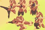  action_pose anthro breasts butt drinking exercise female flexing immortalstar kick lagomorph mammal mega_evolution mega_lopunny nintendo pok&eacute;mon push-up red_eyes simple_background smile solo video_games 