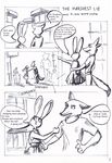  2017 4_fingers absurd_res anthro canine clothed clothing comic dialogue dipstick_ears dipstick_tail disney duo english_text female fox greyscale hi_res judy_hopps lagomorph male mammal monochrome multicolored_tail nick_wilde purse rabbit screaming simple_background speech_bubble suslikd text zootopia 