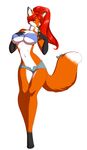  anthro bourbon._(artist) breasts canine clothing female fox looking_at_viewer mammal nipple_bulge solo tight_clothing under_boob wide_hips 