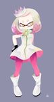  2017 beauty_mark boots cephalopod clothing crown dress english_text female fingerless_gloves footwear gloves green_eyes humanoid inkling marine mask nintendo not_furry pearl_(splatoon) signature smile solo splatoon squid tentacle_hair tentacles text video_games でーけー 