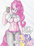  2017 absurd_res anthro anthrofied breasts cellphone cleavage clothed clothing dialogue english_text equine female flicker-show fluttershy_(mlp) friendship_is_magic hi_res horn horse mammal my_little_pony pegasus phone pinkie_pie_(mlp) pony selfie text traditional_media_(artwork) twilight_sparkle_(mlp) winged_unicorn wings 