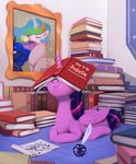  book cutie_mark detailed_background equine female feral friendship_is_magic hair hooves horn lying mammal my_little_pony princess_celestia_(mlp) princess_luna_(mlp) purple_hair rodrigues404 solo twilight_sparkle_(mlp) winged_unicorn wings 