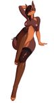  4_toes anthro bourbon._(artist) breasts canine doberman dog female mammal navel nipples orange_eyes piercing pussy simple_background smile solo toes white_background wide_hips 